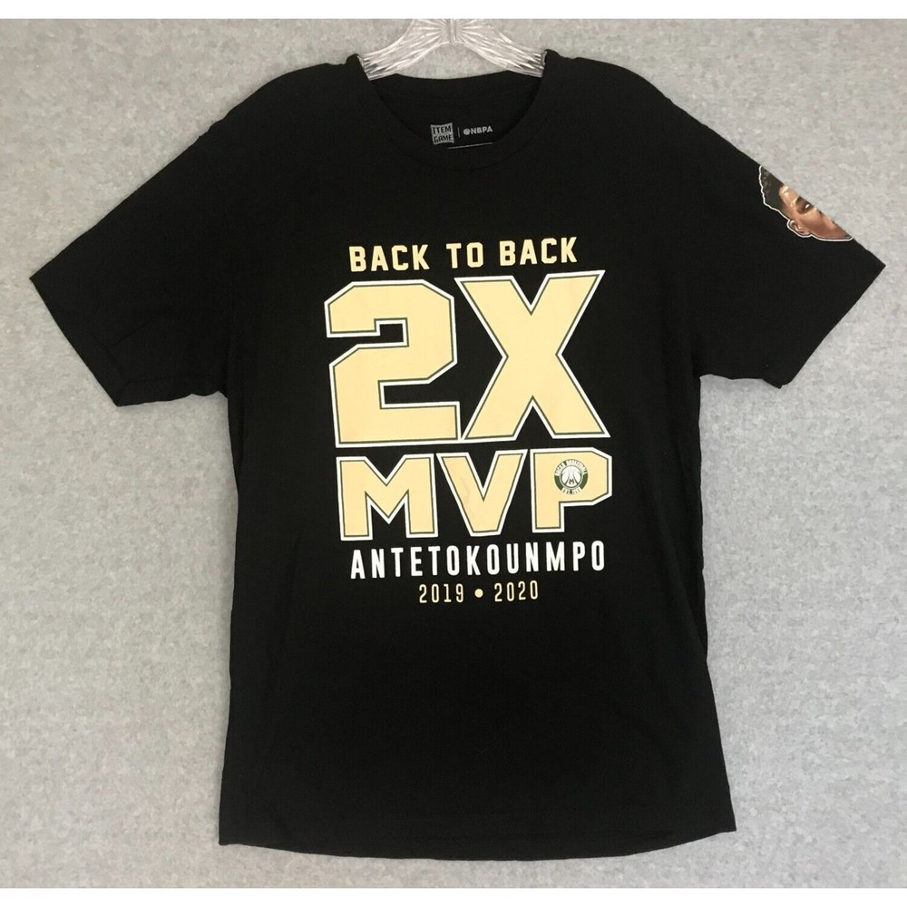 Milwaukee Bucks Giannis Antetokounmpo Shirt Mens Medium Back to Back 2X‎ MVP Tee